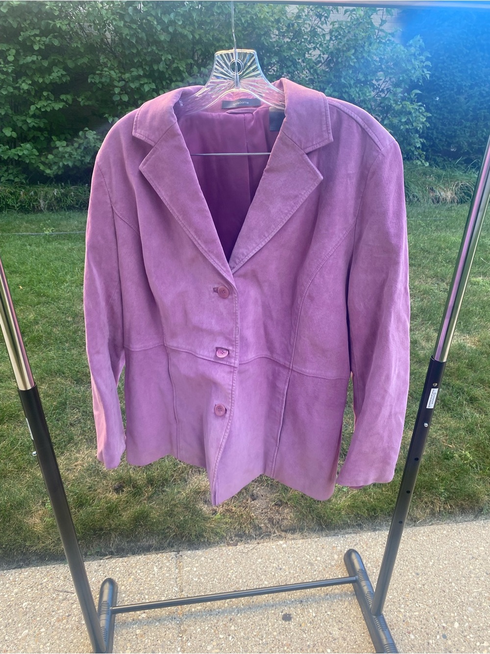 Liz Claiborne Lavender Suede Three-Button Blazer Jacket Size 16 Wide - Picture 7 of 8